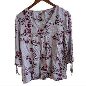 Brina & Em Light Purple Floral 3/4 Sleeve Blouse Size Medium